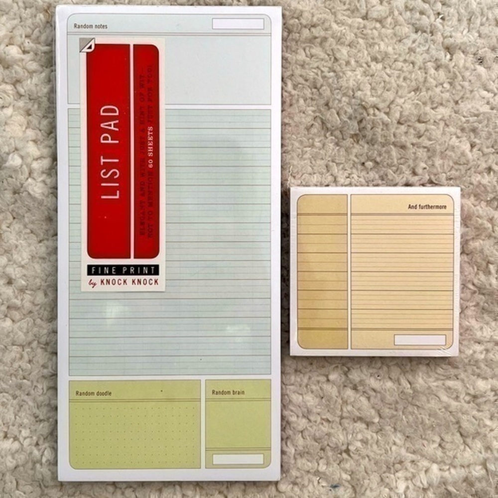 Knock Knock “Random Notes” List Notepad + “And Furthermore” Sticky Notepad